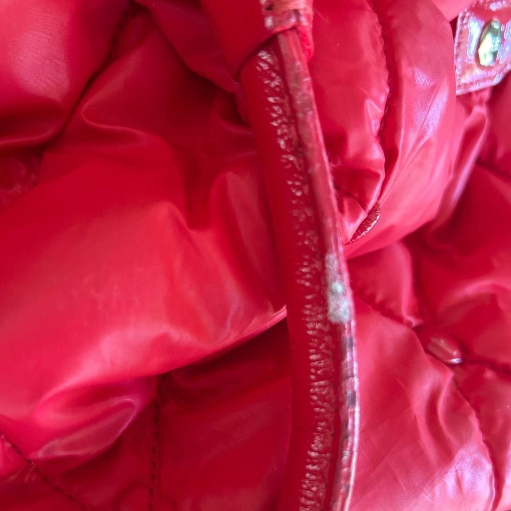 Kate Spade Quilted Puffer Tote Bag Large Red Diamond Stitch Nylon Streetwear - Picture 11 of 16